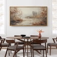 thumbnail image 4 of Large Framed Canvas Print Forest stream in Autumn Wall Art Decorative Ready to Hang Painting for Living room Bedroom - 60"x30" Natural Frame, 4 of 7