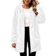 thumbnail image 4 of Ovzne Women's Hooded Fleece Jacket Full Zip Up Long Sleeve Mid-Length Warm Winter Coat with Pockets Relaxed Fit,White Jackets for Women, 4 of 8