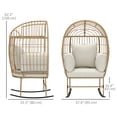 thumbnail image 3 of Outsunny Wicker Outdoor Rocking Chair, Oversized Egg Chair with Cushion, 3 of 10