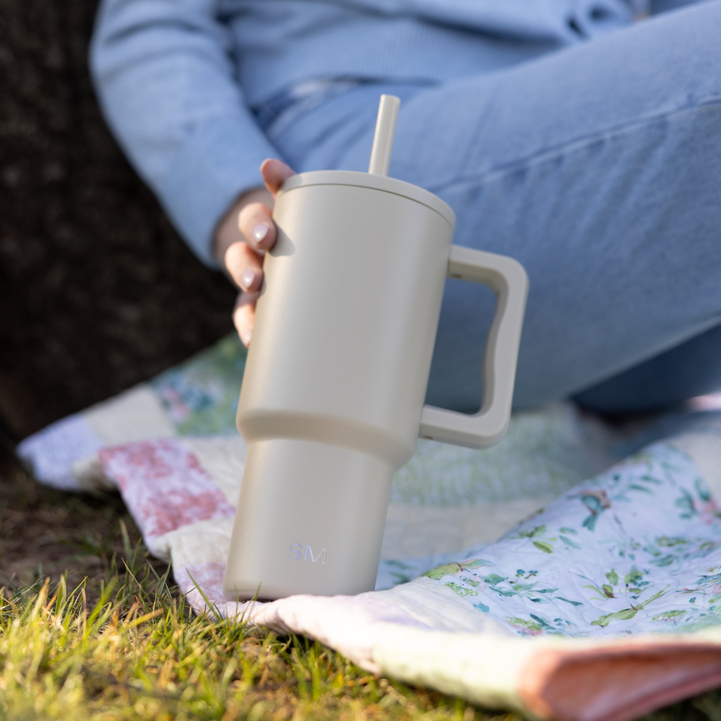 Simple Modern 30 fl oz Insulated Stainless Steel Trek Tumbler with Straw Lid | Almond Birch