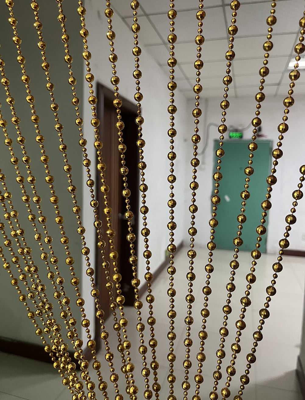 ZiDeTang 100cm x 195cm Sparking Plating Plastic Diamond Décor Beaded Door Curtain String Doorway Room Divider Window Tassel Blind Screen Panel (Gold)