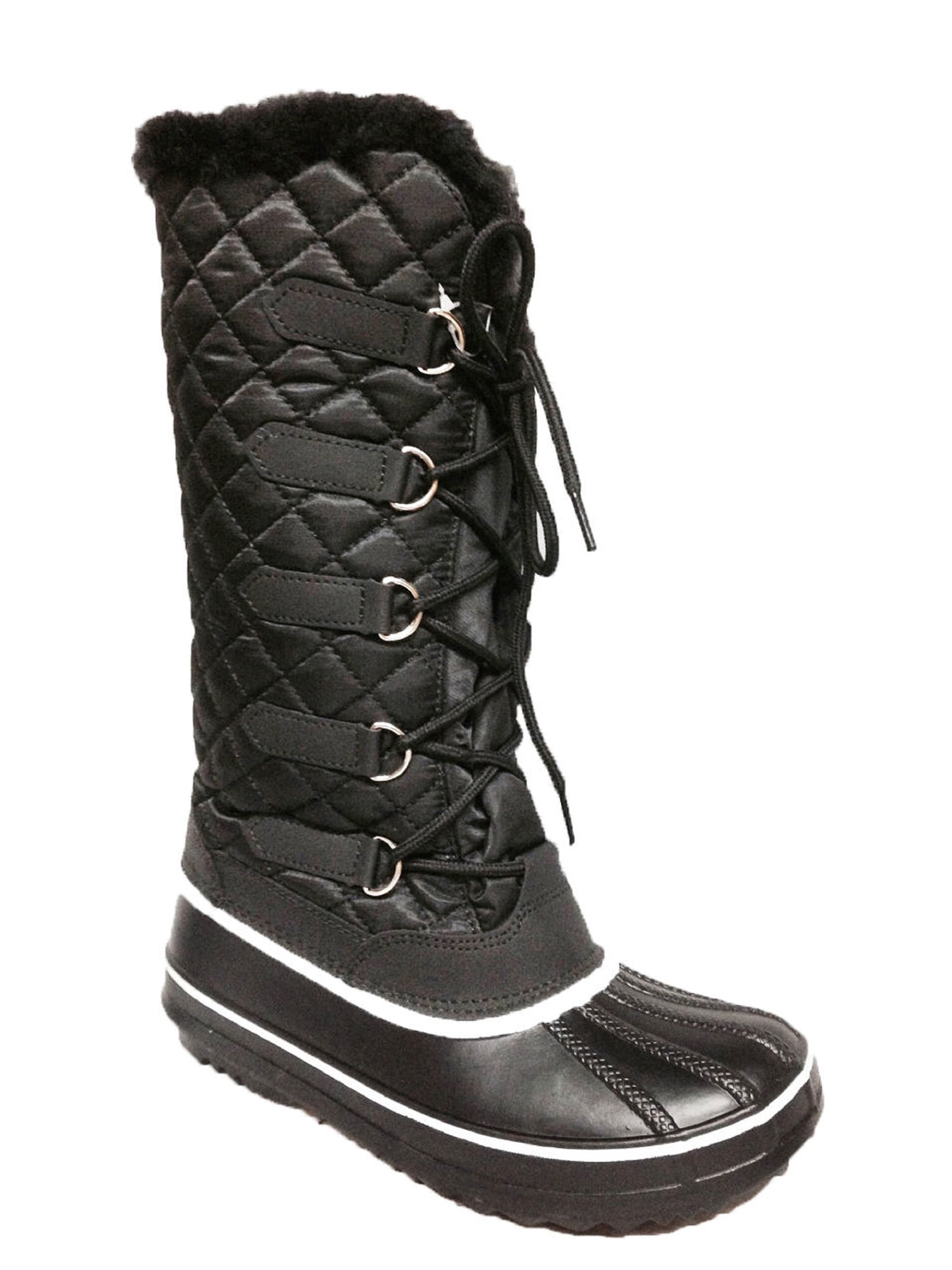 Tanleewa Waterproof Women Winter Snow Boots Fashion Warm Faux Fur Lined Shoes Lace Up Nonslip