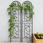ERTWER 2-Pack Metal Garden Fencing (4 Panels), Black, Wrought Iron Powder-Coated Rustproof, 82.7"H with Spikes, Usable Together/Separately, Suitable for Patio/Lawn/Garden, Easy to Assemble