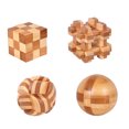 thumbnail image 1 of 4pcs Bamboo Kongming Lock Toy Creative Toy Brain Teasers Toy Educational Toys, 1 of 8