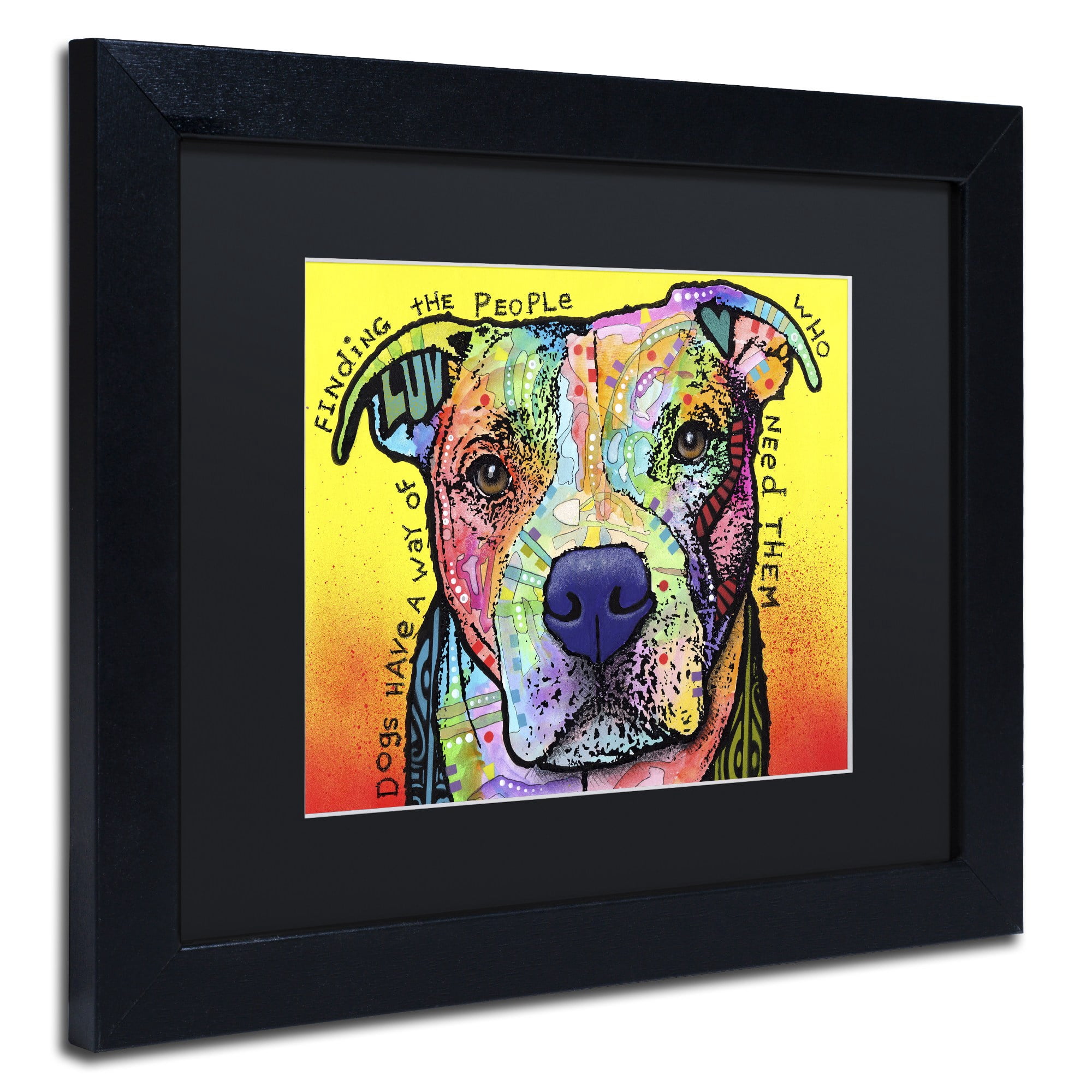 Trademark Fine Art 'Dogs Have A Way' Canvas Art by Dean Russo, Black Matte, Black Frame