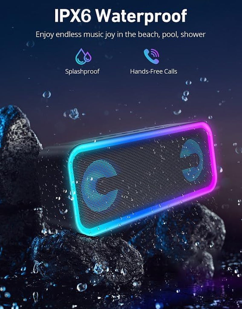 Portable Bluetooth Speaker - IPX5 Waterproof with RGB Lighting, 18