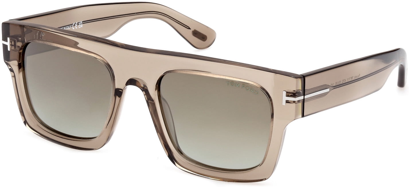 TOM FORD FT0711 47Q Fausto Geometric Lt Brown Green Miror 53 mm Men's Sunglasses