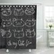 thumbnail image 1 of Cortina de ducha ABPHQTO Negro abstracto Hipster gatos 165x180 cm, 1 of 2
