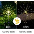 thumbnail image 4 of DIY Solar Garden Lights, 120 LED Solar DIY Flowers Fireworks Stars Lights Outdoor, Waterproof Solar Powered Pathway Lights for Path Lawn Walkway Patio Yard Christmas, (2 Pack, Warm White), 4 of 7