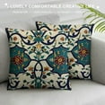 thumbnail image 3 of PHYHOO Throw Pillow Cushion Cover, Folkloric Art Inspired Abstract Aged Middle Age Renaissance Print, Decorative Square Accent Pillow Case, Navy Blue White, 3 of 5