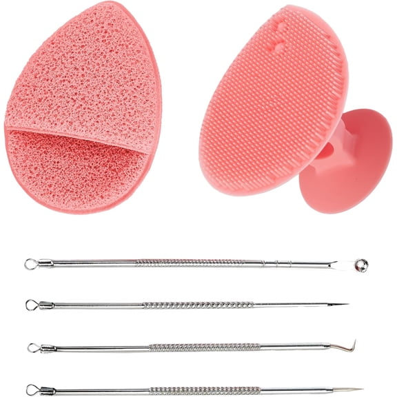 Bella Ciao 6-in-1 Face Skin Care with Exfoliating Brush, Blackhead and Makeup Remover, Pink