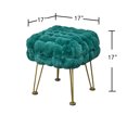 thumbnail image 7 of Home Soft Things Fox Faux Fur Pouf Stool Ottoman - Teal Blue - 17x17x17", 7 of 7