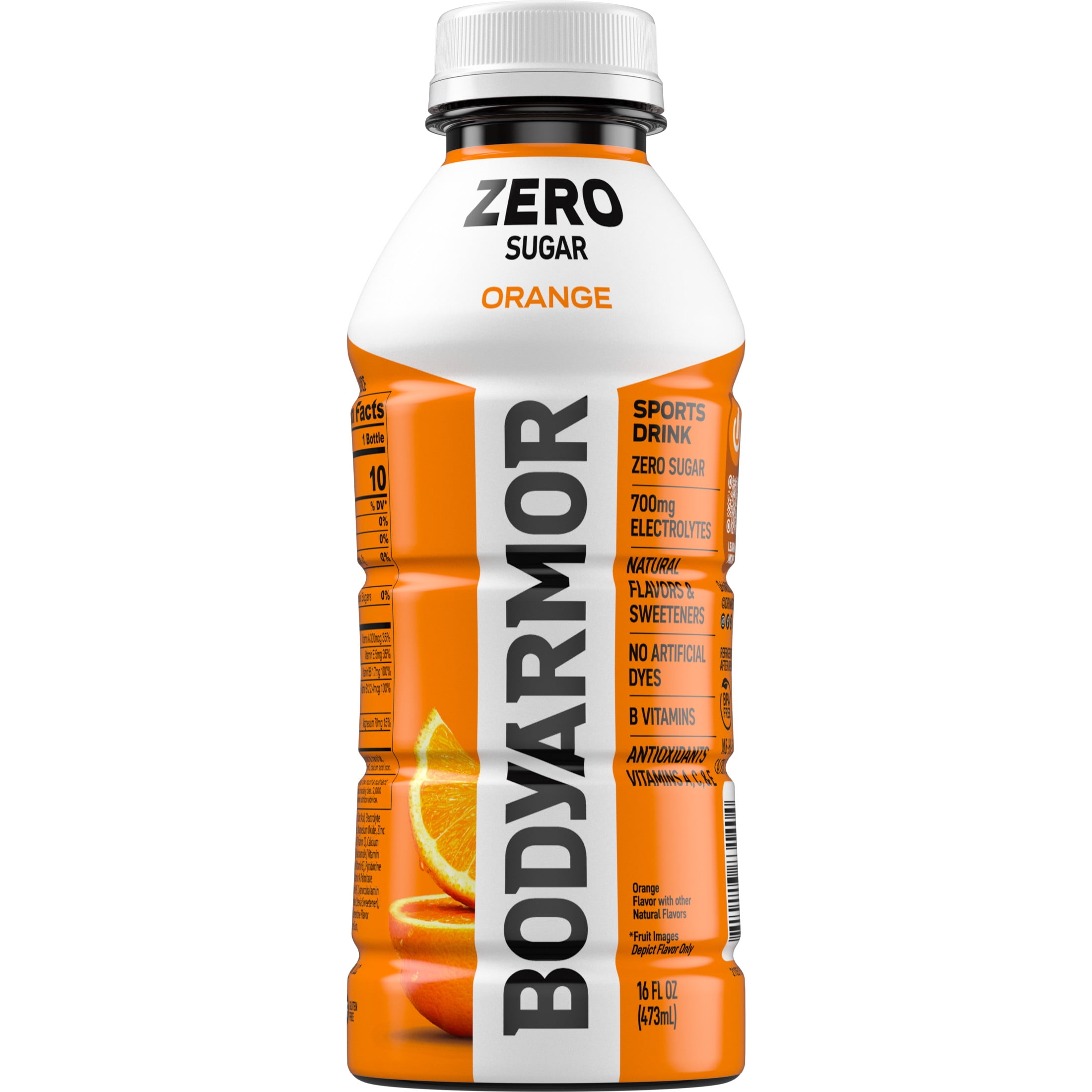 BODYARMOR Zero Sugar Orange Electrolyte Sports Drink, 16 fl oz Bottle