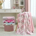 thumbnail image 6 of Paris Hilton Luxe Plush Oversized Reversible Coquette Floral Pink Throw, for Adults and Teens, 6 of 9