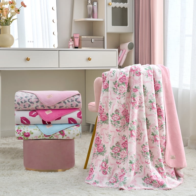 Paris Hilton Reversible Fleece Throw 60x70 Blue Floral photo 5