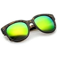 thumbnail image 4 of Women's Oversize Horn Rimmed Colored Mirror Lens Cat Eye Sunglasses 56mm (Tortoise / Pink-Green Mirror), 4 of 4