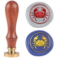 thumbnail image 1 of Sello de lacre con forma de cangrejo, sello en relieve, sello removible de 2,5 cm (1 pulgada), diseño novedoso de animales marinos, cabeza de sello de latón con mango de madera, 1 of 9
