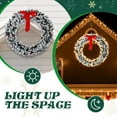 thumbnail image 6 of 60" Snow-Flocked Christmas Wreath – Pre-Lit Artificial Xmas Wreath w/ Warm White Lights & 8 Lighting Modes, DIY Red Bow, Berries & Pine Cones, Remote Control Included, 6 of 8