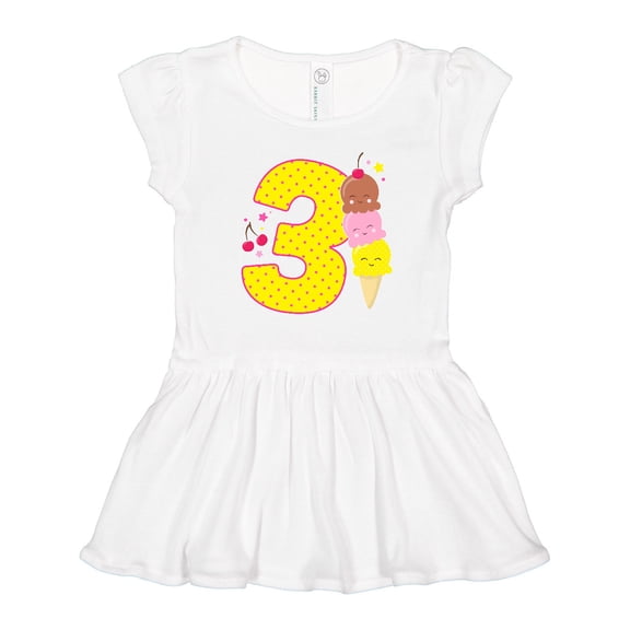 Inktastic Ice Cream Third Birthday Pink Girls Toddler Dress