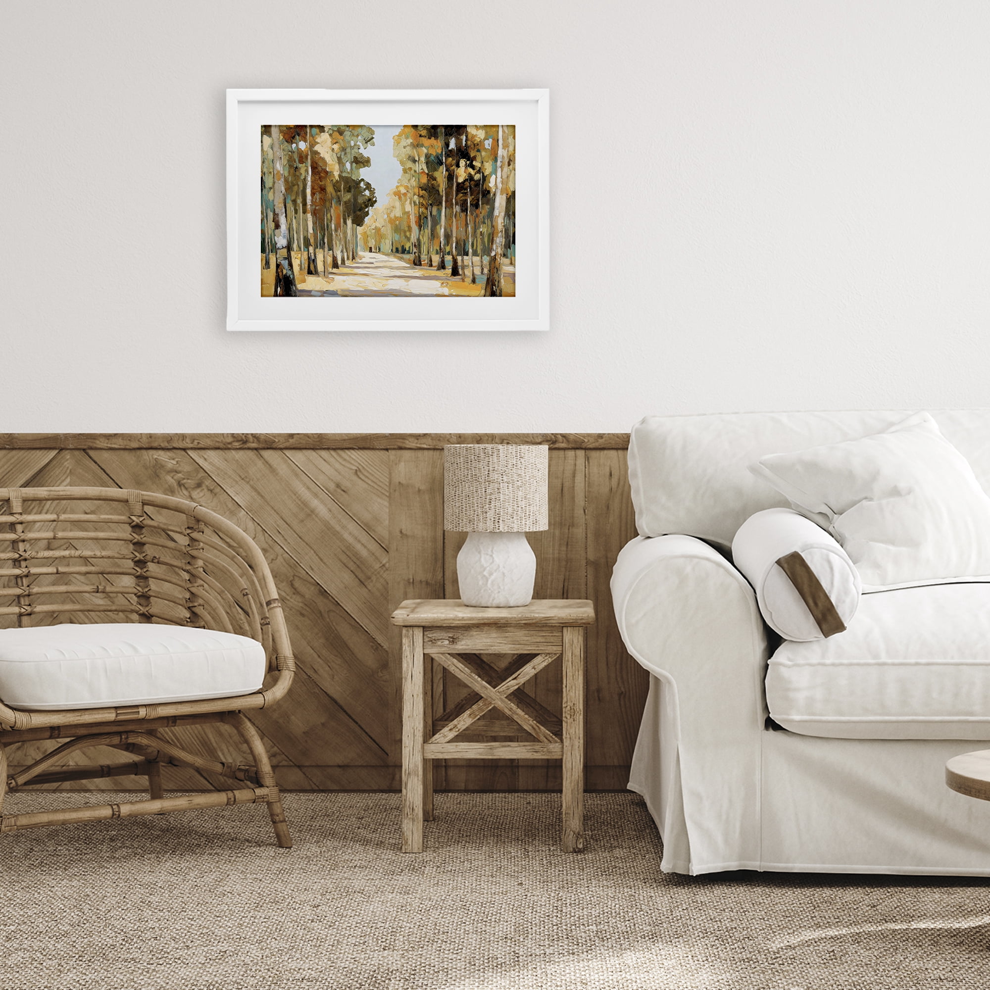 Stupell Industries Modern Impressionist Fall Forest White Framed Print Under Glass, design by Gina Kelly
