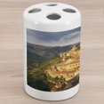 thumbnail image 1 of Sicily Ceramic Toothbrush Holder, Scenic View of Village Ragusa Ibla at Sunset Unique Old Architecture, Decorative Versatile Countertop for Bathroom, 4.5" X 2.7", Multicolor, 1 of 4