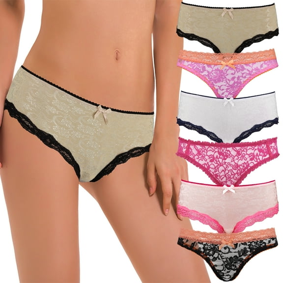 Curve Muse Women's Sexy Lace Bikini Hipster Boyshorts Underwear Panties-6 Pack-PACKB-S/5