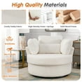 thumbnail image 3 of FFH 42" Oversized Swivel Accent Chair with Storage Ottoman, Comfy Teddy Armchair for Living Room, 360-Degree Swivel Barrel Chair, Metal Base, White, 3 of 10