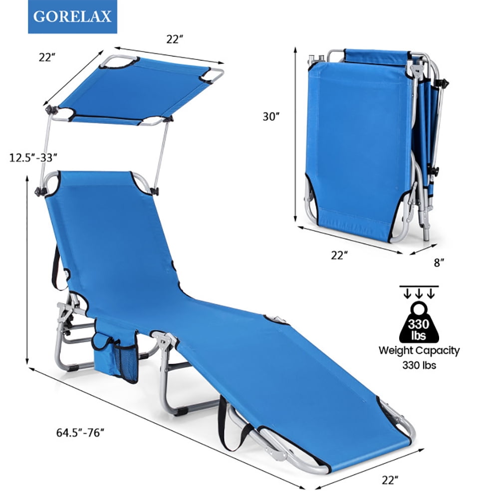 Aimee Lii Adjustable Outdoor Beach Patio Pool Recliner with Sun Shade, Patio Loungers, Navy Aimee Lii Adjustable Outdoor Beach Patio Pool Recliner with Sun Shade, Patio Loungers, Navy