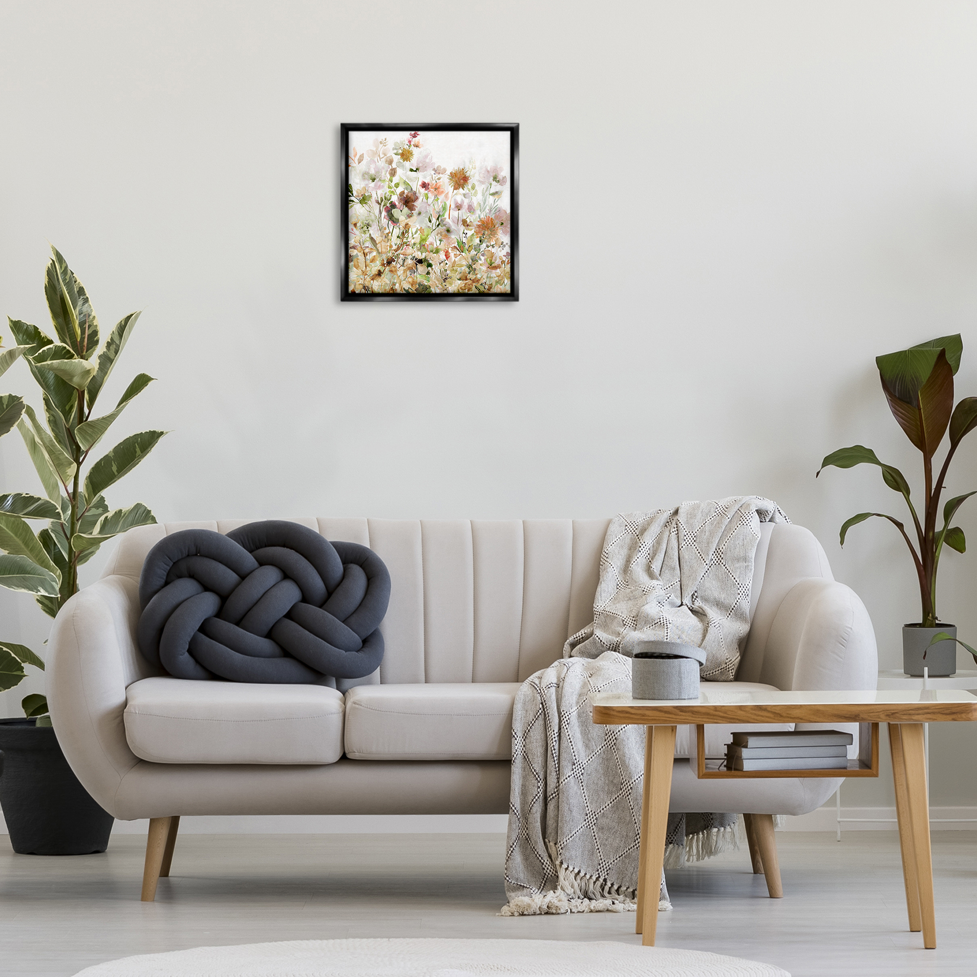 Stupell Industries Mixed Garden Florals Botanical & Floral Painting Black Floater Framed Art Print Wall Art, 18 x 18