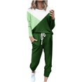 thumbnail image 1 of CHOK Womens Sport Set Long Sleeve Patchwork Color with Loose Cozy Petite Sweatpant Trendy Fall Winter Suits (X-Large  Pink), 1 of 5
