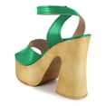 thumbnail image 3 of YDN Women's Open Toe Platform Sandals Wooden Block High Heels with Adjustable Ankle Buckle Strap Daily Casual Outfit Party Shoes Size 11 Green, 3 of 4