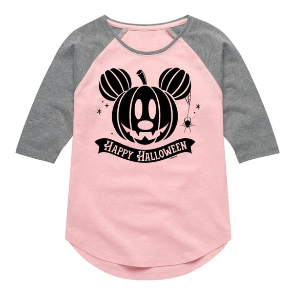 Mickey & Friends - Happy Halloween Pumpkin - Toddler And Youth Girls Raglan Graphic T-Shirt