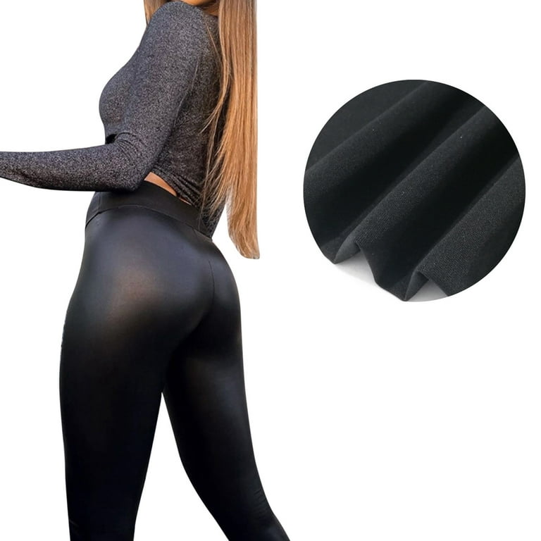 ZIZOCWA Skin Colored Tights Pocket Leggings for Women Womens Leather  Leggings Stretch High Waisted Pleather Pu Pants& Warm Pants Womens Bloomers  