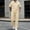 Beige men plus size 2 piece outfit a1, variant on Cagogo Men Plus Size 2 Piece Outfits Collared Short Sleeve Top Elastic Waist Pants Solid Casual Tracksuit Summer Lounge Matching Set Vacation Travel, Beige L
