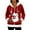 Deep Red, variant on Women's Casual Fashion Long-Sleeve Zip-Up Fleece Hooded Cardigan with Christmas Print, Cozy and Warm for Winter Season,Beige,M