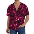 thumbnail image 7 of Lsque Burgundy Tie Dye print Men's Cuban Collar Short Sleeve Shirt Summer Beachwear Casual Button Down Fashionable Vacation Leisure Shirt-Small, 7 of 7