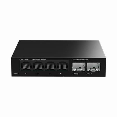 2.5GbE Switch 2.5GBASE-T 4 Port 2.5G RJ45 with 2 10G SFP  Fanless Plug and Play,Network ywm58