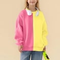 thumbnail image 2 of AINIYS Girls Crewneck Sweatshirt Colorblock Pullover Long Sleeve Fleece Tops Casual Drop Shoulder Pullover Yellow 13 Years, 2 of 7