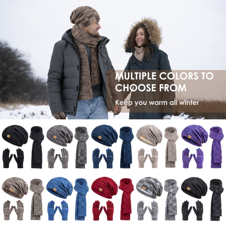 16-Piece Winter Warm Set - Knit Beanie Hat, Touchscreen Gloves, Scarf & Socks For Women & Men