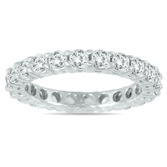 SZUL Women's 2 Carat TW Diamond Eternity Band in 14K White Gold (J-K-L Color, I2-I3 Clarity)