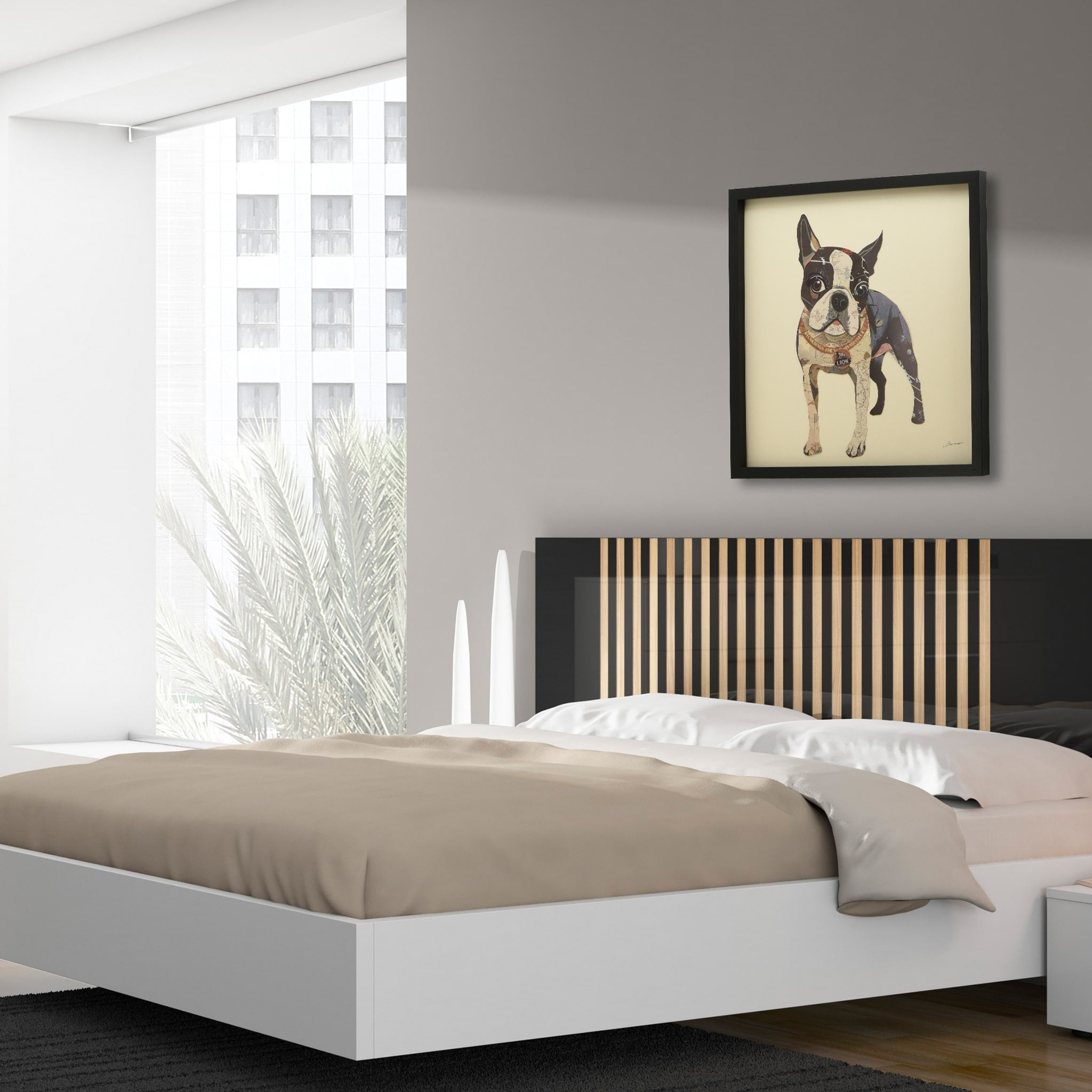 Empire Art Direct Boston Terrier Dimensional Collage Framed Graphic Art Under Glass Wall Art, 25" x 25" x 1.4", Ready to Hang