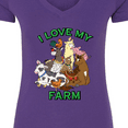 thumbnail image 4 of Inktastic I Love My Farm with Happy Farm Animals Women's V-Neck T-Shirt, 4 of 5