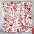 thumbnail image 2 of Burgundy Red Floral Shower Curtain for Bathroom Decor 72Wx72H Wildflower Watercolor Boho Flower Leaves Botanical Plant Retro Art Printed Fabric Polyester Waterproof 12 Pack Plastic Hooks, 2 of 6