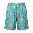 thumbnail image 5 of Rggeeun Child Boys Shorts Colorful Leaves Pattern Elastic Waist With Adjustable Tie & Side Pockets Loose Fit Wide Leg Knee Length For Summer Everyday Wear Adorable Bottoms,Blue,7-8 Years, 5 of 6