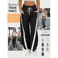 thumbnail image 3 of Women's Baggy Wide Leg Pants Casual Drawstring Elastic Waisted Contrast Color Workout Y2K Track Pants, 3 of 4