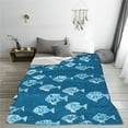 thumbnail image 2 of Ocean Blue Fish Pattern Throw Blanket, Super Soft Anti-Pilling Flannel Bed Blankets, 80"x60", 2 of 8