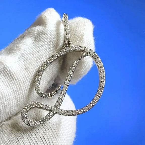 1.80Ct Round Cut Real Moissanite Custom Initial Alphabet ''K'' Letter Pendant 14K Yellow Gold Plated