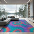 thumbnail image 2 of ODIKA 6'x9' Washable Area Rug Non-Slip, Easy Care, Ombre Wave Boho Swirl With Abstract Rainbow Hippie Gradient Tie Dye Refined for Family Room, Living Room, Master Bedroom, 2 of 7
