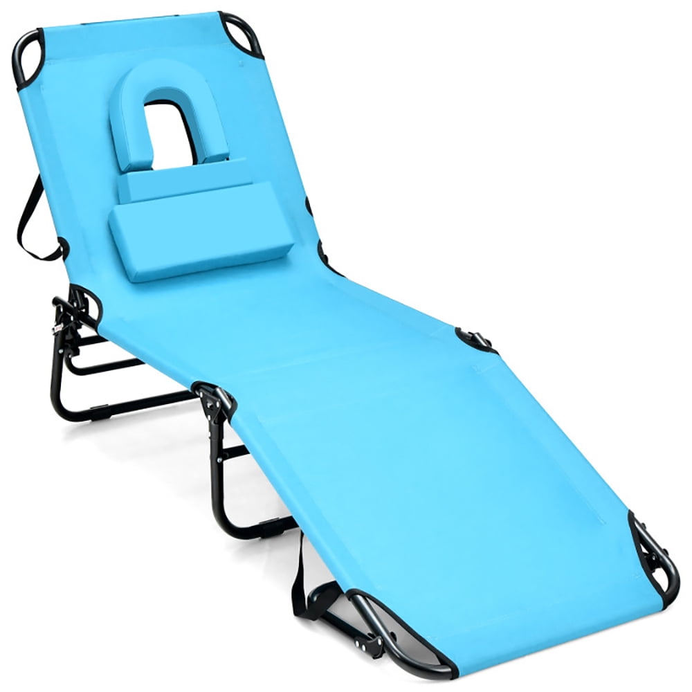 Aimee Lii Beach Chaise Lounge Chair with Face Hole and Removable Pillow, Patio Loungers, Turquoise Aimee Lii Beach Chaise Lounge Chair with Face Hole and Removable Pillow, Patio Loungers, Turquoise