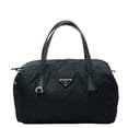 thumbnail image 1 of Pre-Owned Prada Triangle Logo Plate Handbag Black Nylon Leather Women's PRADA, 1 of 10